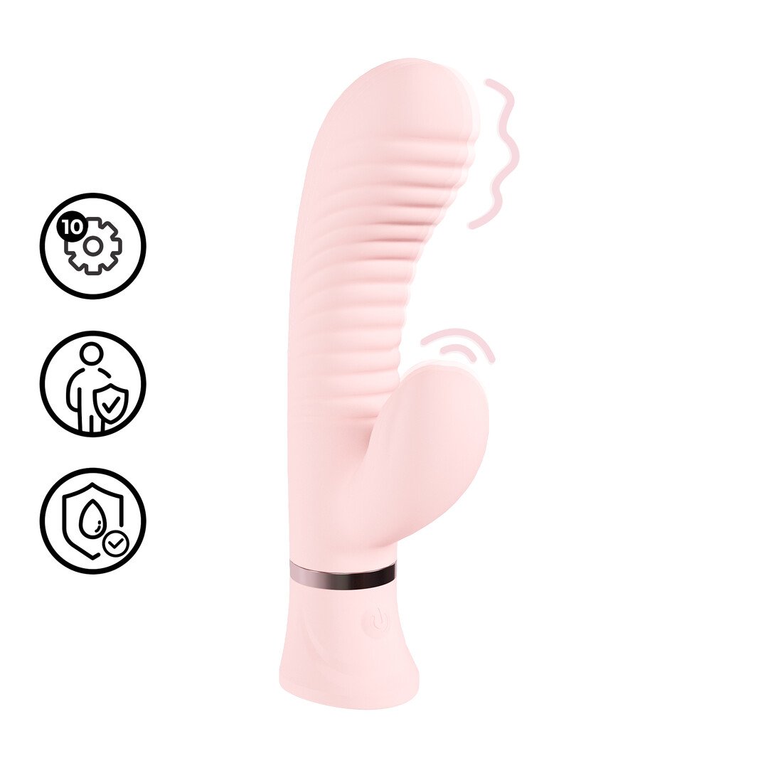 Mystique - Ribbed Rabbit Vibrator - Pink 1
