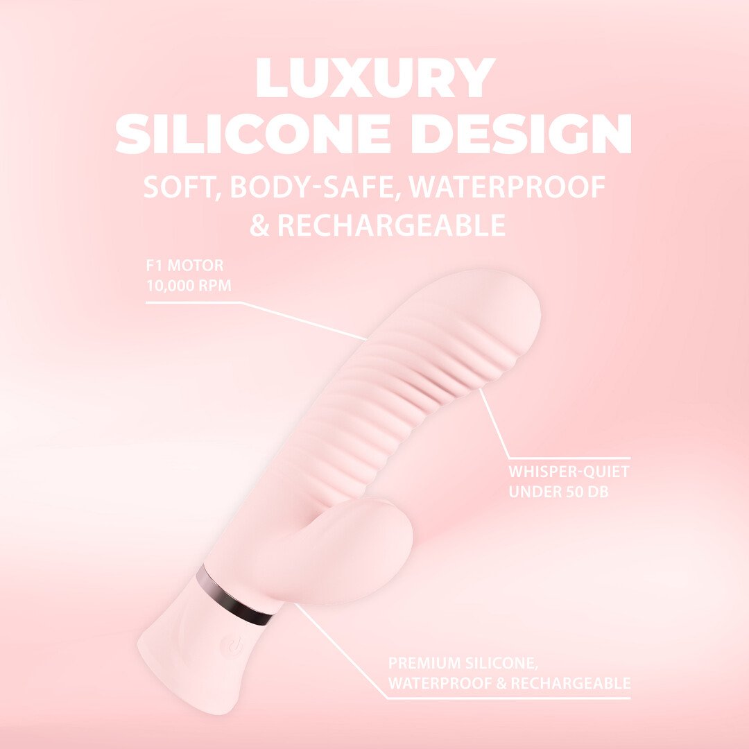 Mystique - Ribbed Rabbit Vibrator - Pink 5