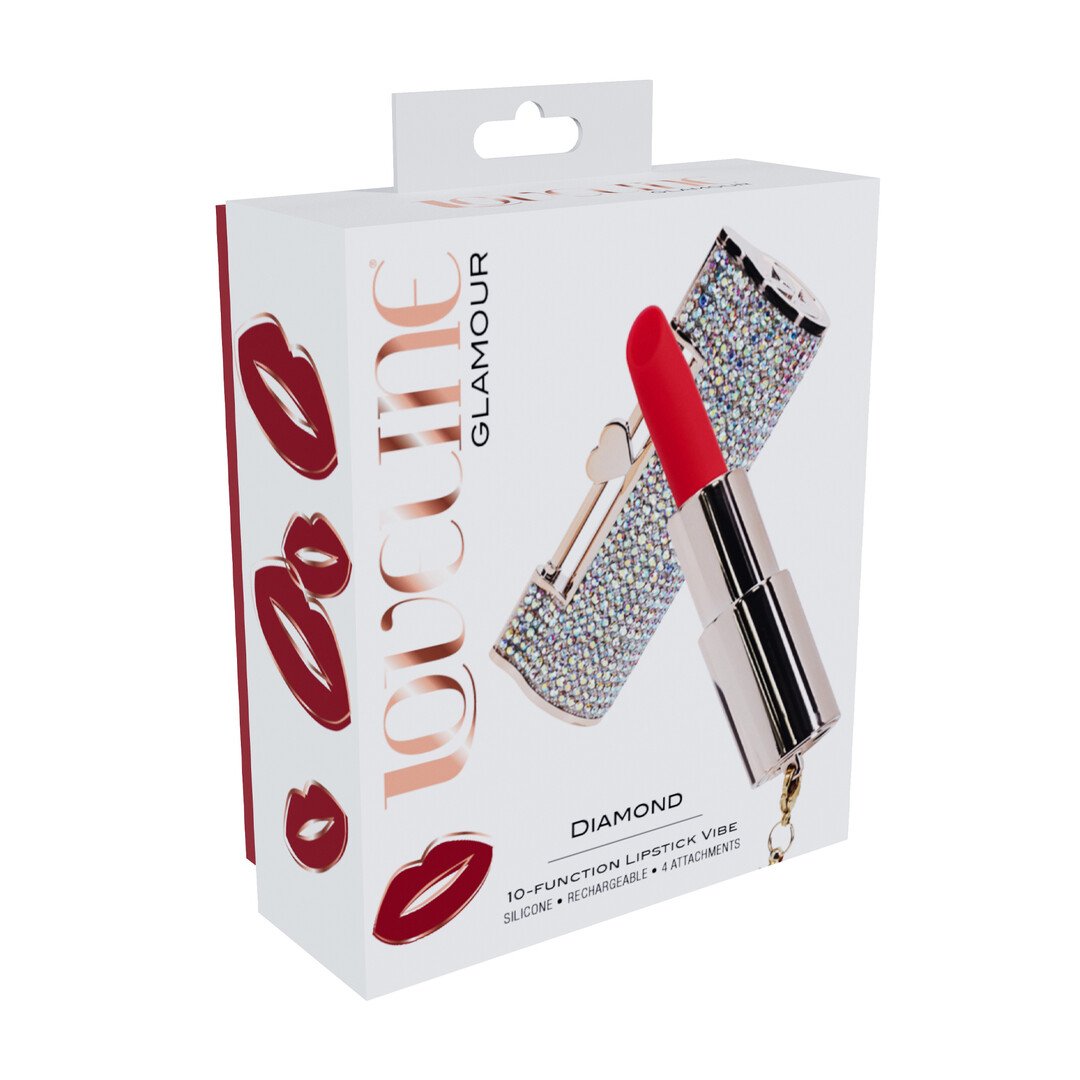 Diamond - Lipstick Vibrator with 4 Attachments - Iridescent 2