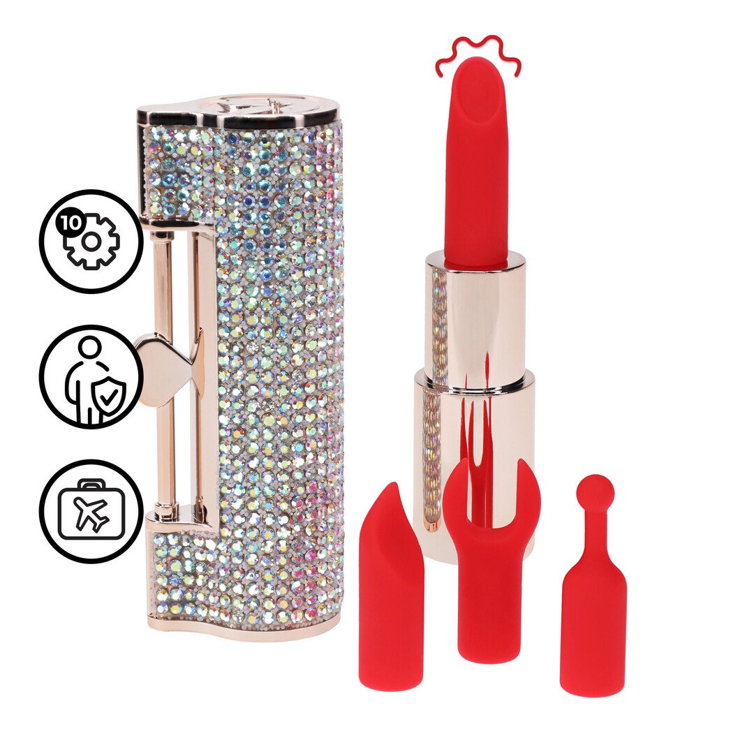 Diamond - Lipstick Vibrator with 4 Attachments - Iridescent 1