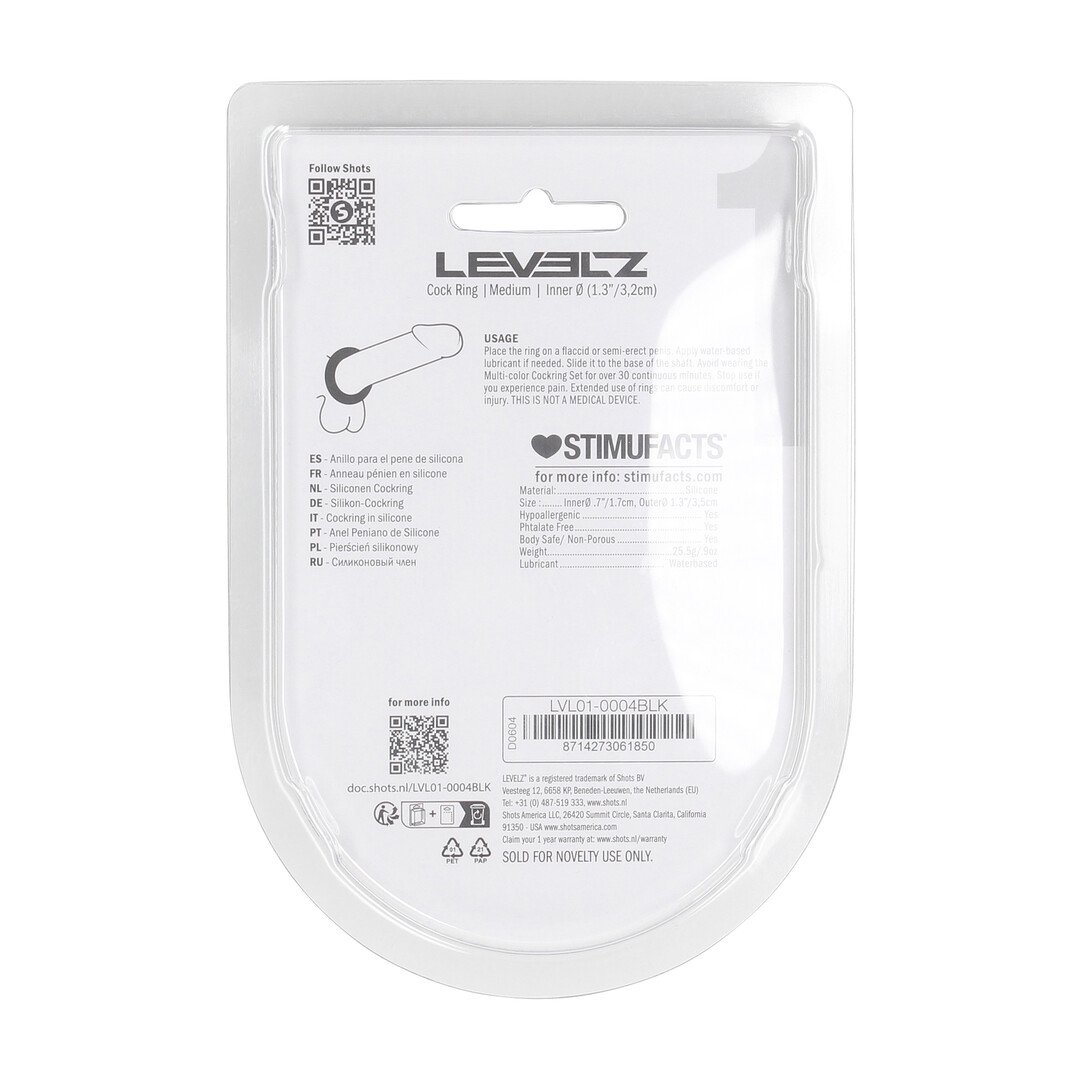 Liquid Silicone Cockring - M - Black 3