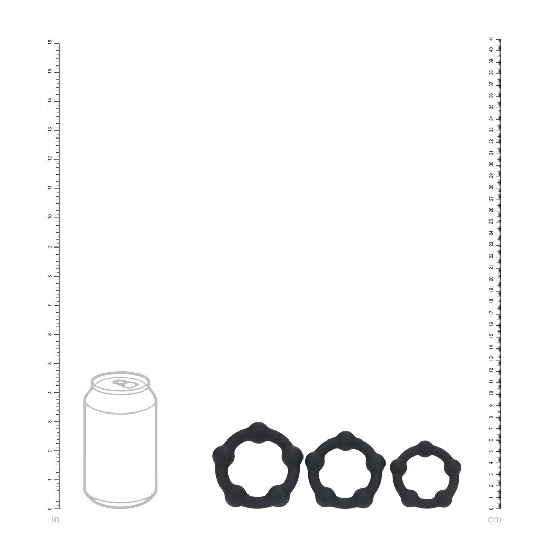 Beaded Silicone Cockring Set of 3 - S/M/L - Black 4