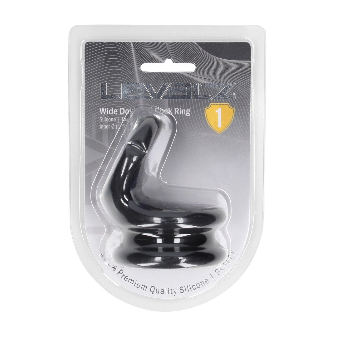 Wide Double O Silicone Cockring - L - Black 2