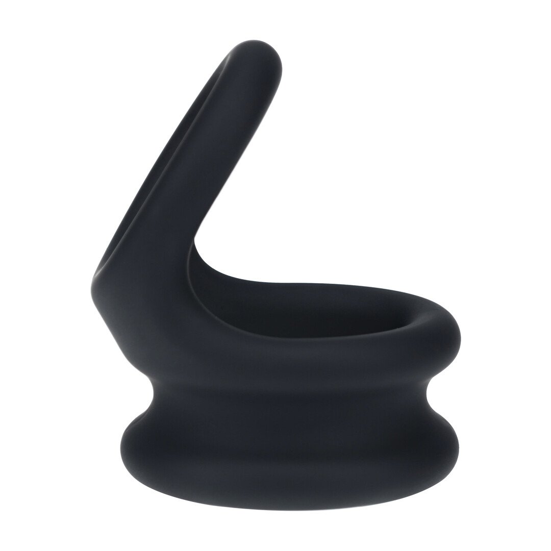 Wide Double O Silicone Cockring - L - Black 4