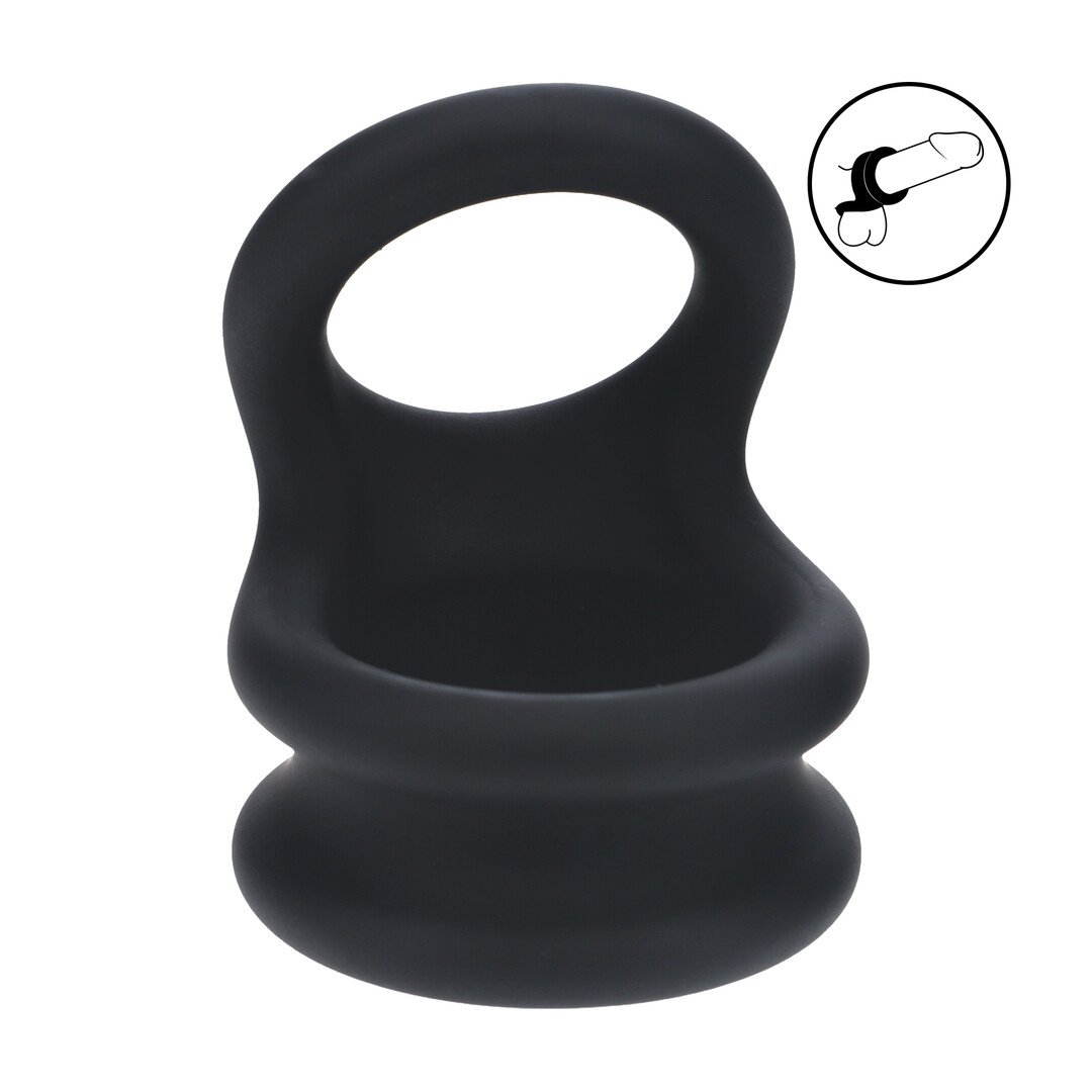 Wide Double O Silicone Cockring - L - Black 1