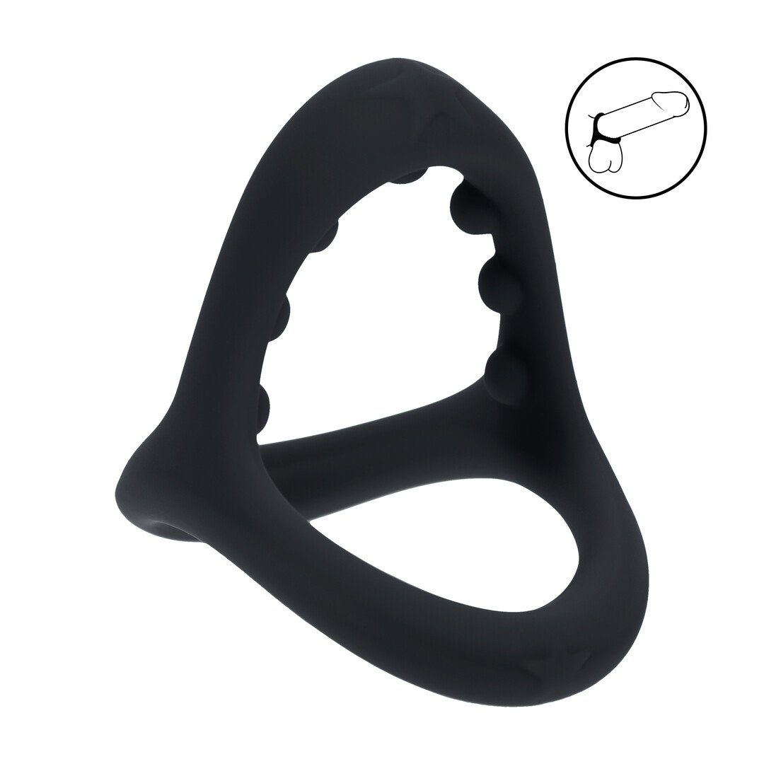 Soft Bead Grip Silicone Cock and Ball Ring - Black 1