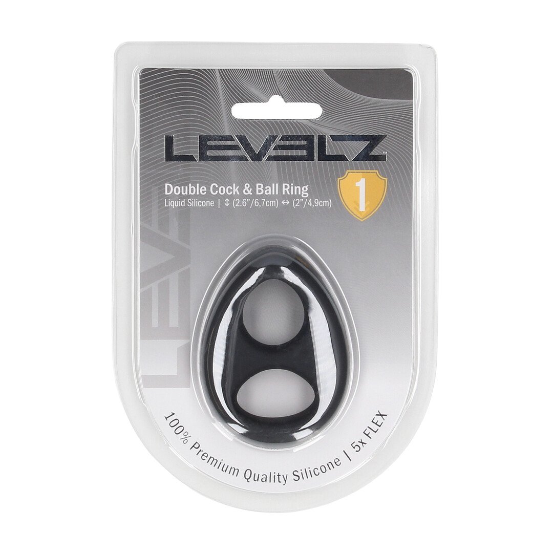Double Liquid Silicone Cock and Ball Ring - Black 2