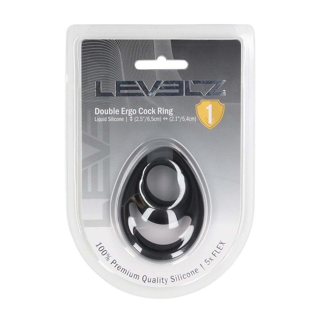 Double Ergo Silicone Cockring - Black 2