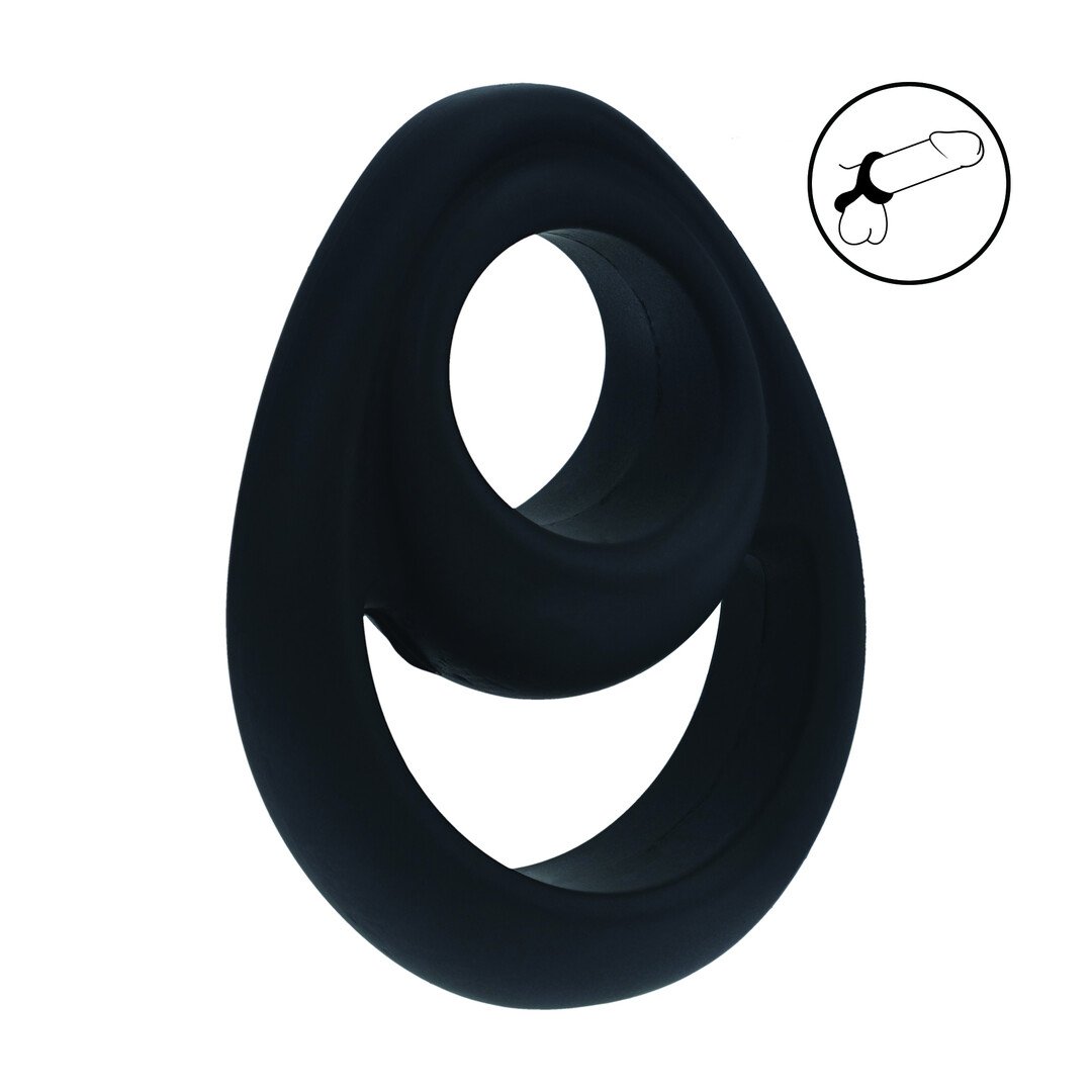 Double Ergo Silicone Cockring - Black 1