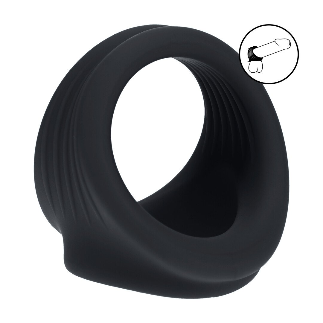 Silicone Cock and Ball Harness - Black 1