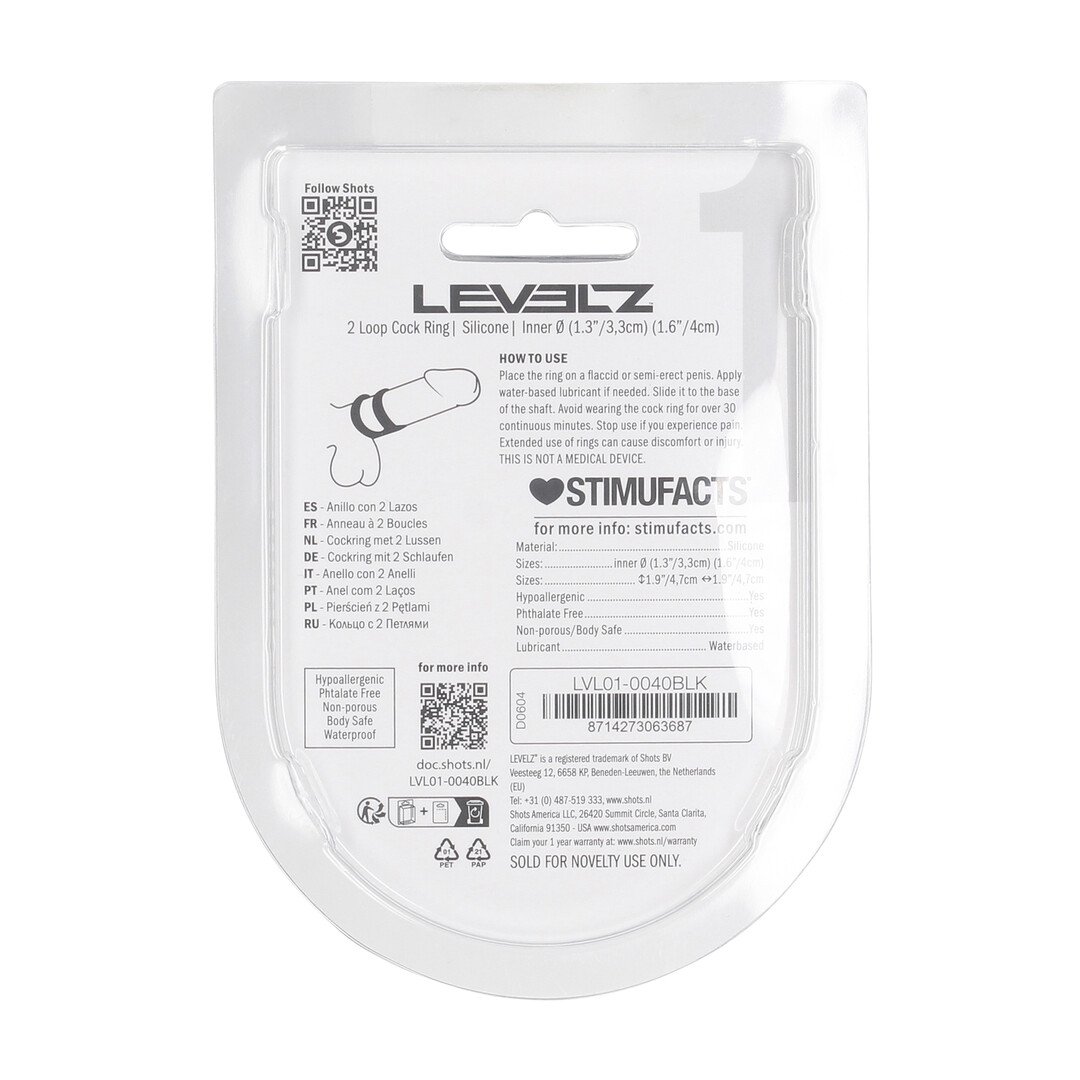 2 Loop Silicone Cockring - Black 3