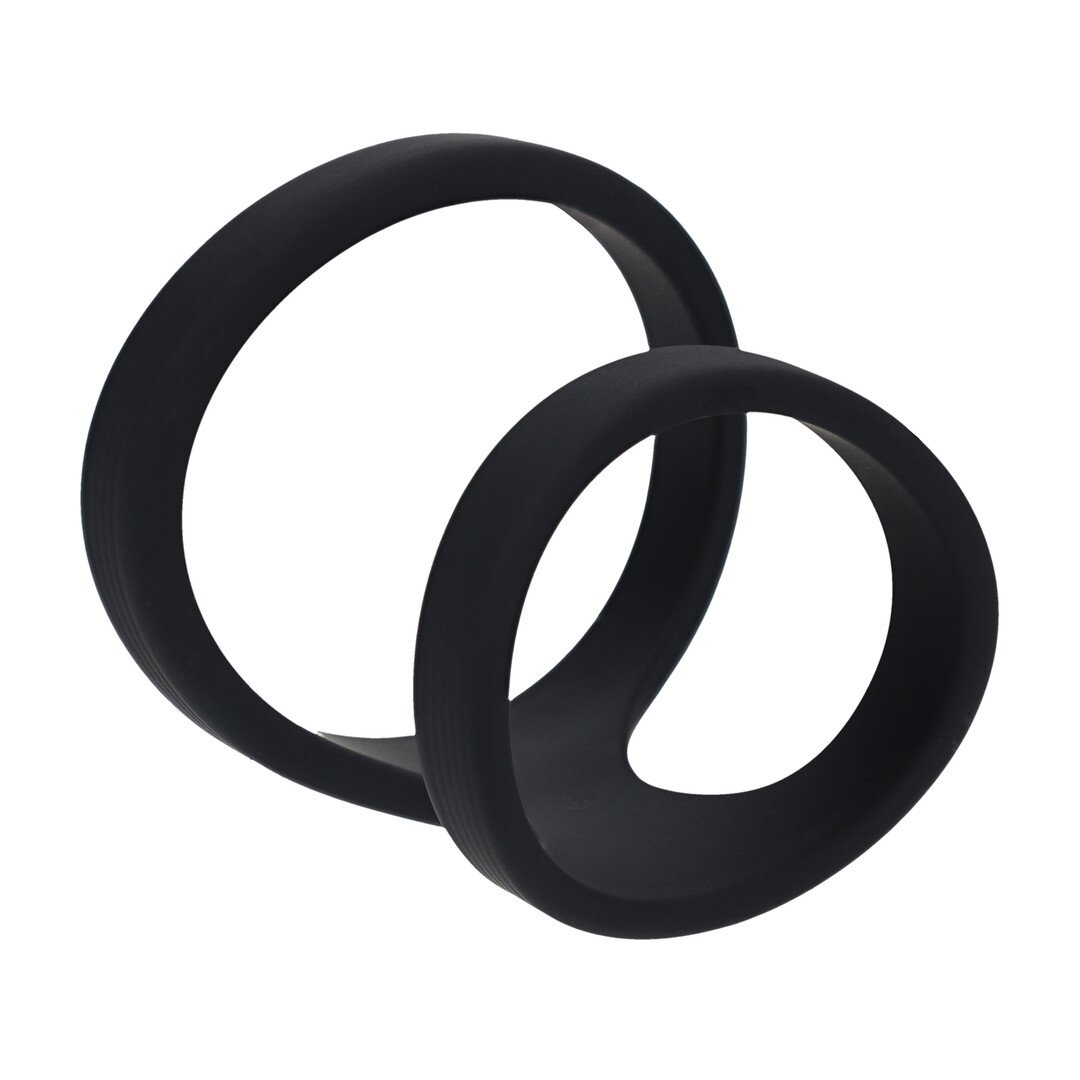 2 Loop Silicone Cockring - Black 4