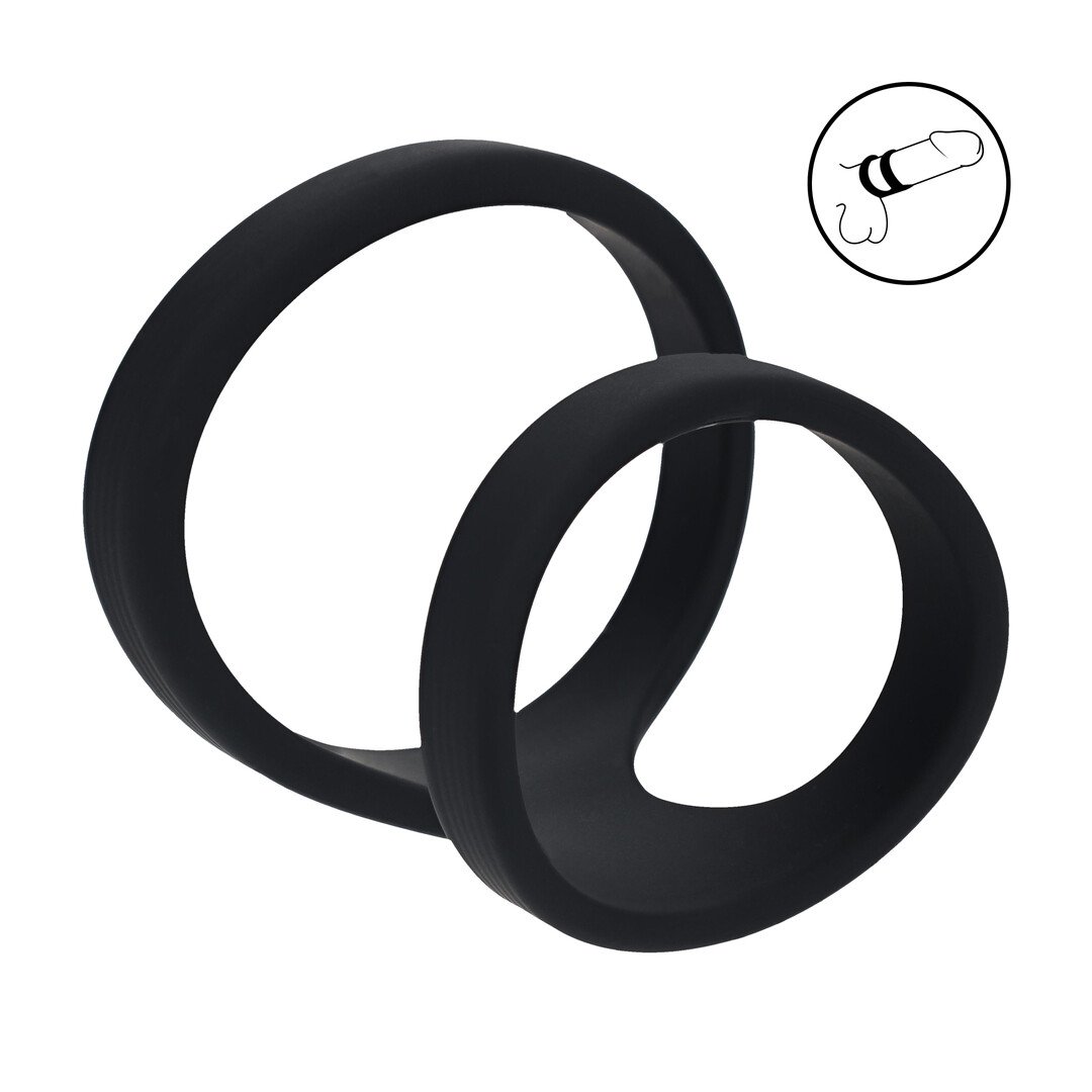 2 Loop Silicone Cockring - Black 1