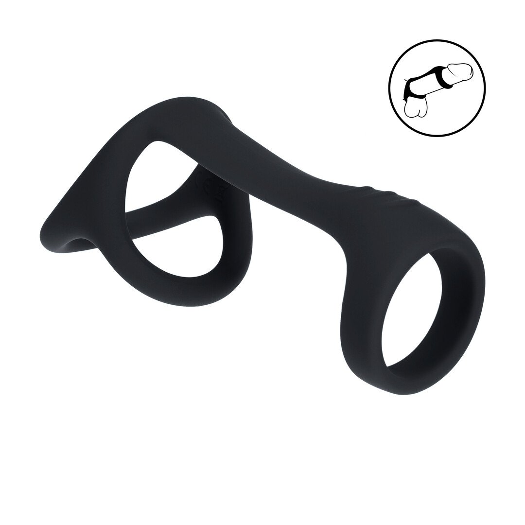 Tri O Silicone Shaft Cock and Ball Ring - Black 1
