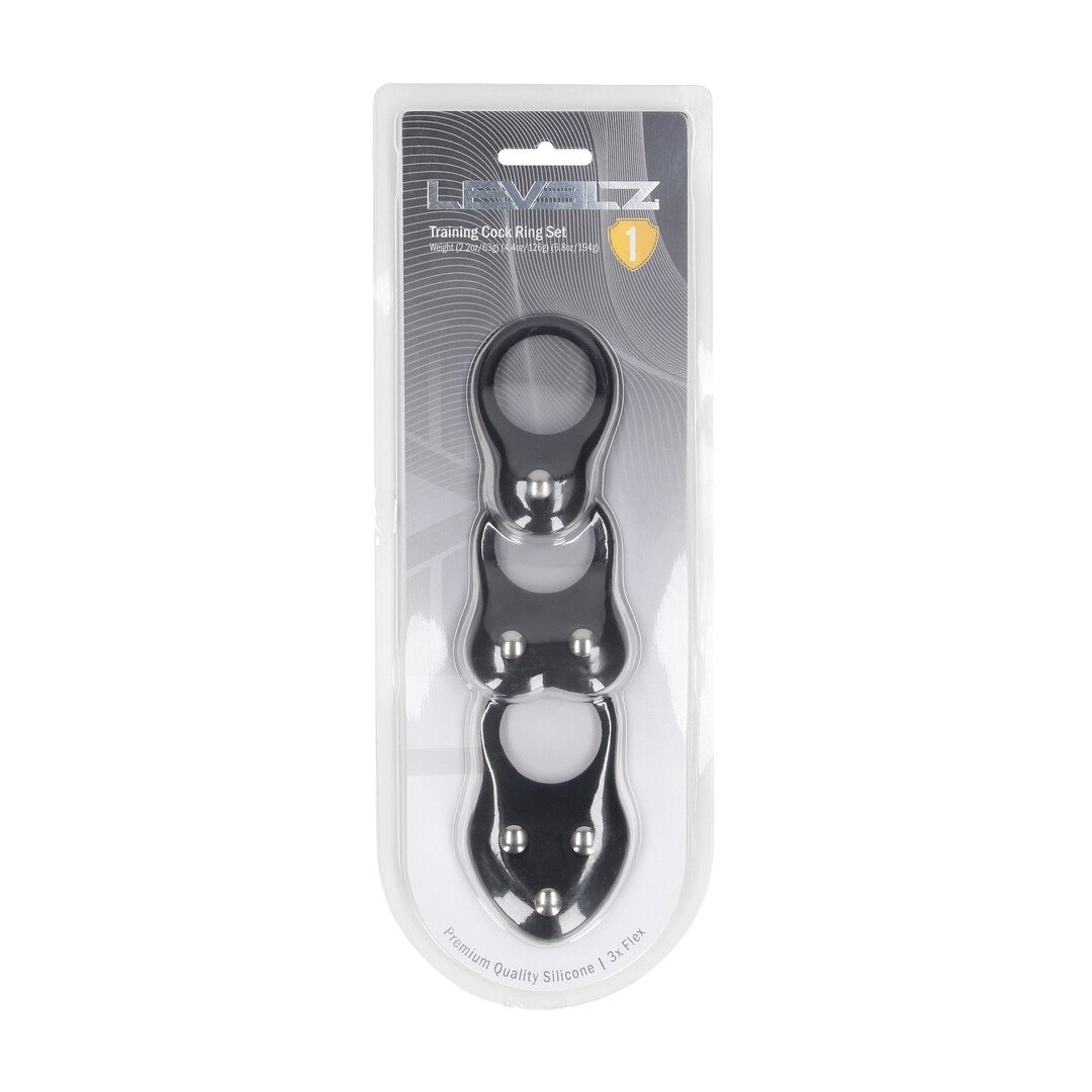 Silicone Training Cockring Set of 3 - S/M/L - Black 2