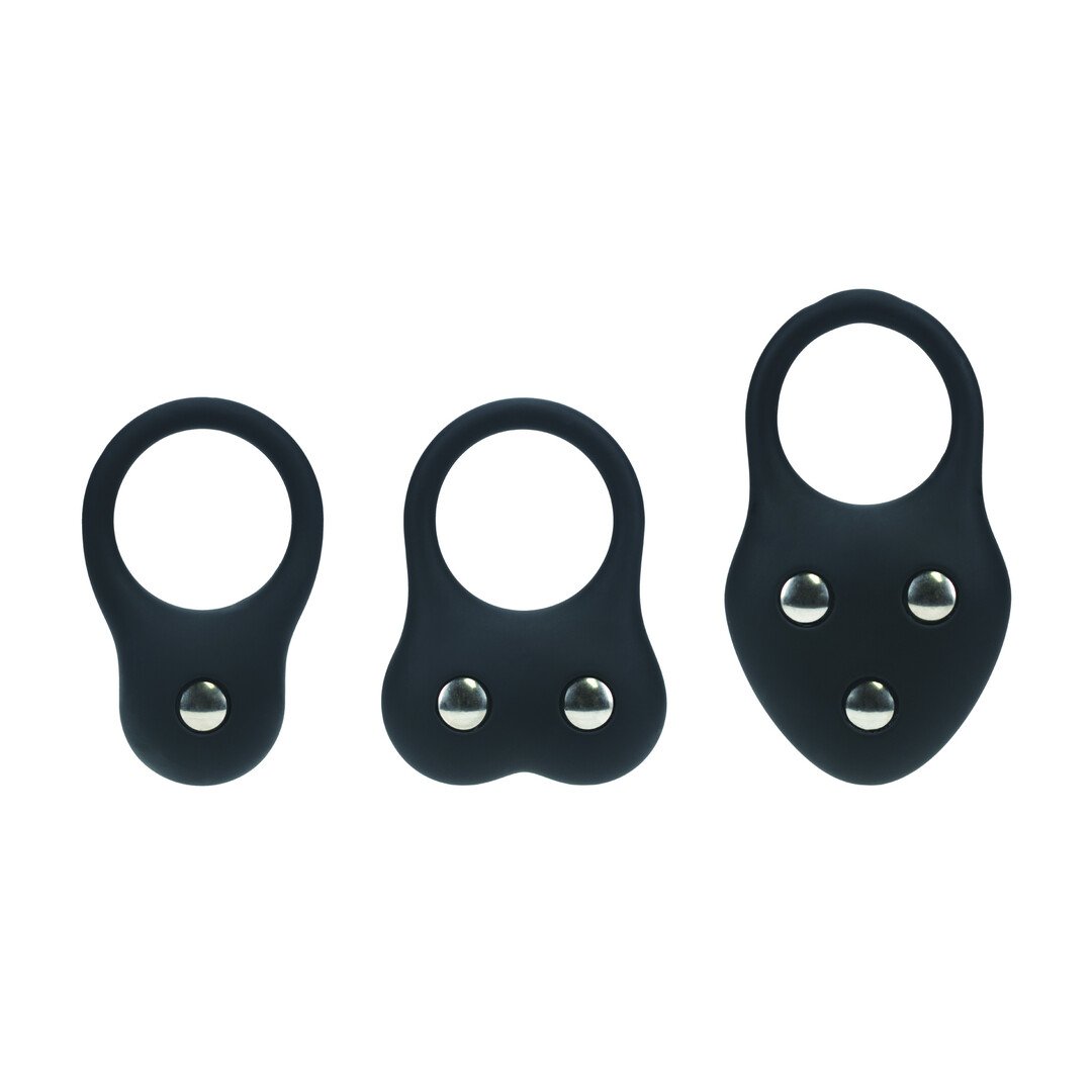 Silicone Training Cockring Set of 3 - S/M/L - Black 4