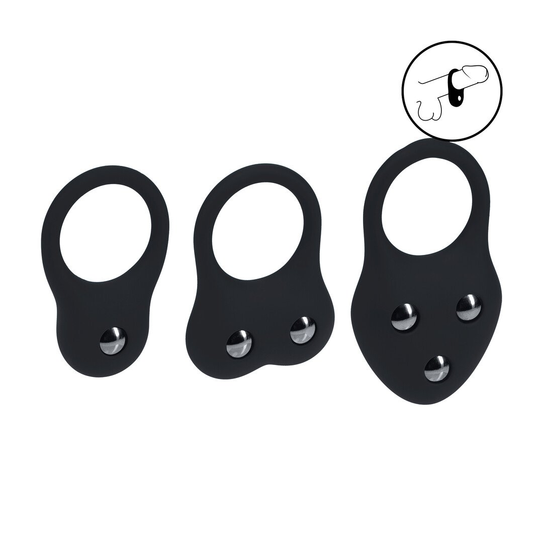 Silicone Training Cockring Set of 3 - S/M/L - Black 1