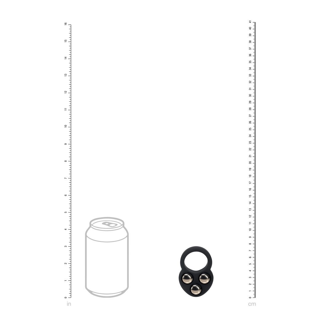 Liquid Silicone Triple Weighted Ball Cockring - Black 5