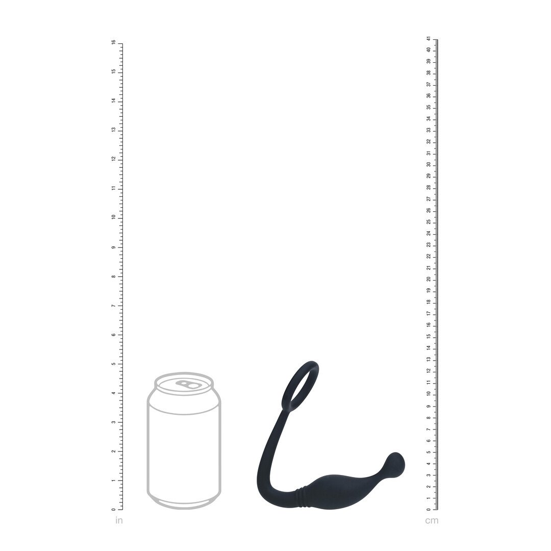Silicone Cockring with Prostate Stimulator - M - Black 6