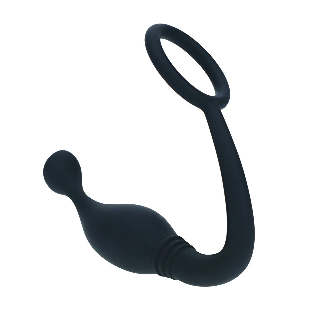 Silicone Cockring with Prostate Stimulator - M - Black 4