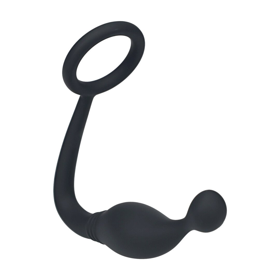 Silicone Cockring with Prostate Stimulator - M - Black 5