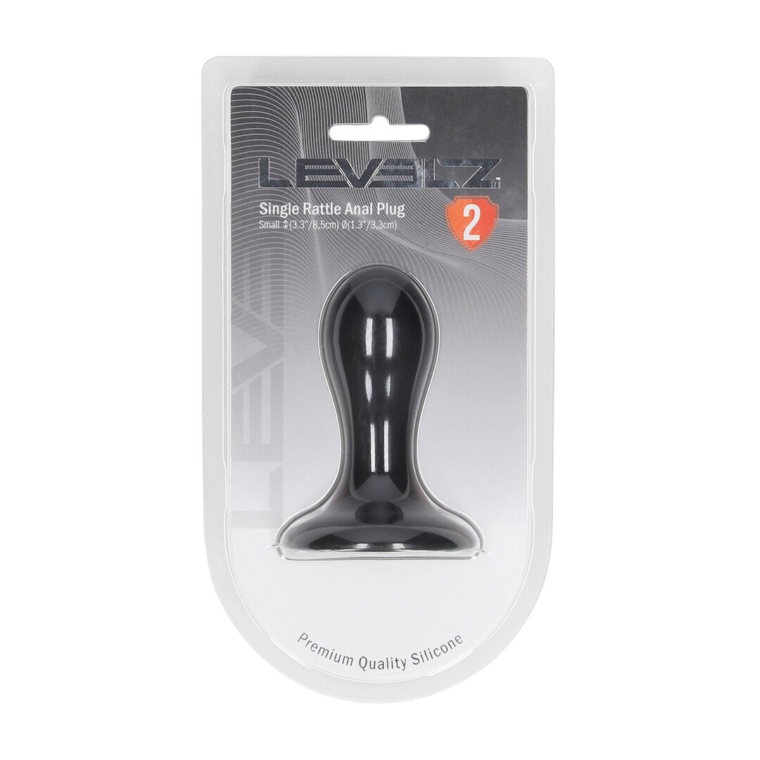 Single Rattle Liquid Silicone Anal Plug - S - Black 2