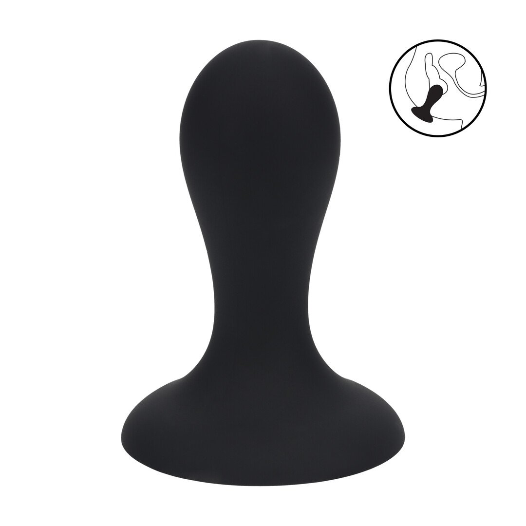 Single Rattle Liquid Silicone Anal Plug - S - Black 1