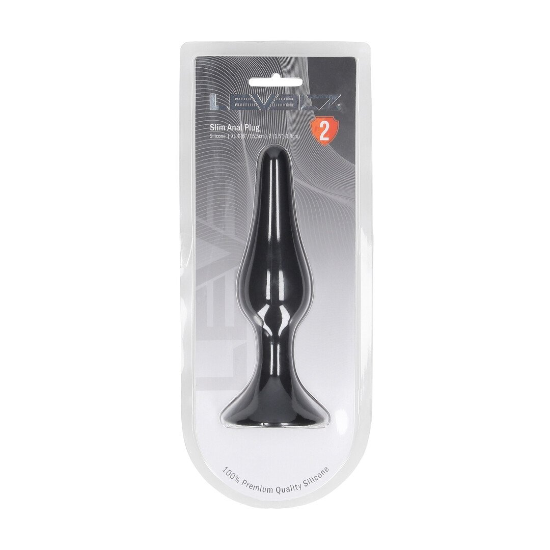 Slim Silicone Anal Plug - XL - Black 2