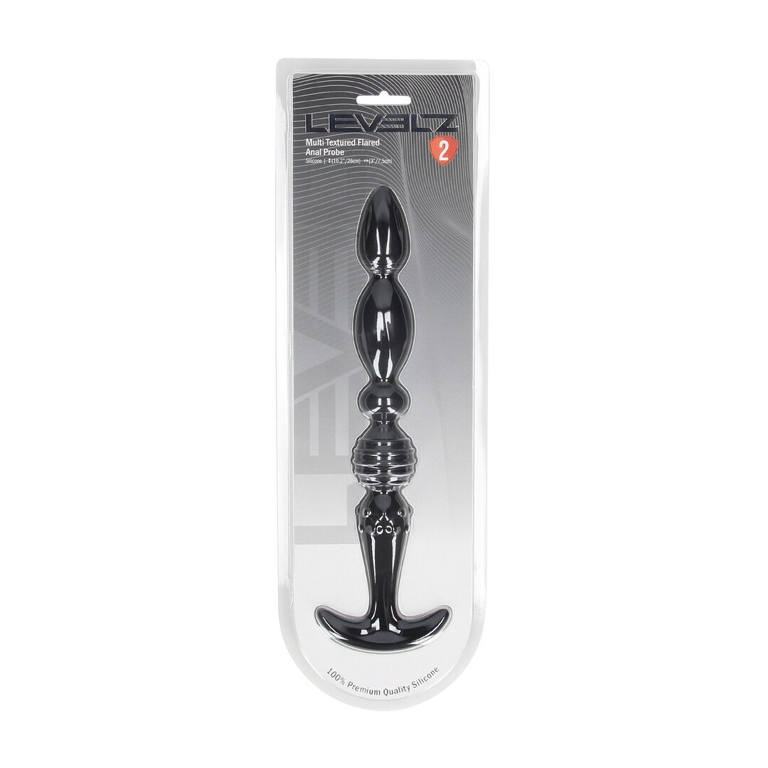 Multi Textured Silicone Flared Anal Probe - Black 2