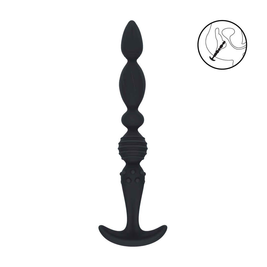 Multi Textured Silicone Flared Anal Probe - Black 1