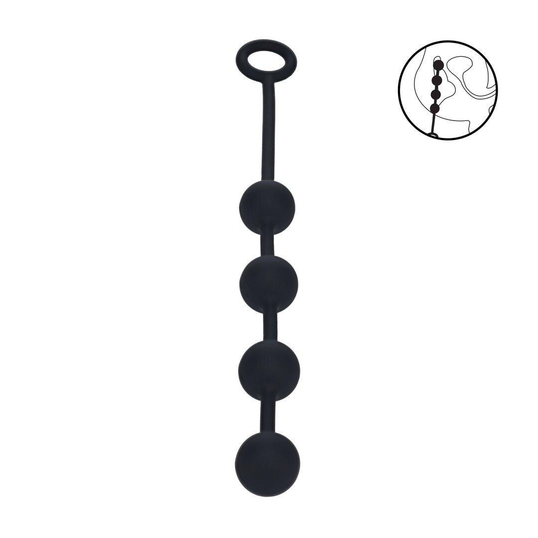 Round Silicone Anal Balls - M - 30mm - Black 1