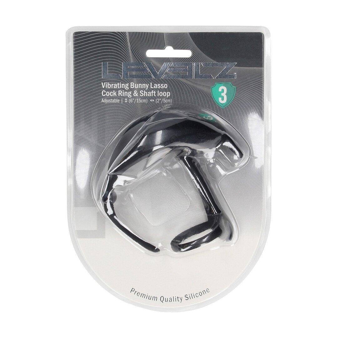 Adjustable Bunny Vibrating Silicone Lasso Cockring and Shaft Loop - Black 2