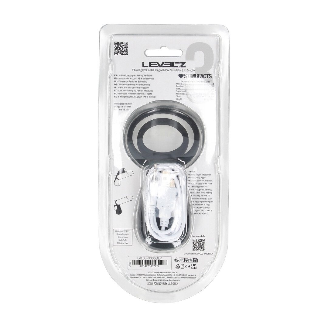 Vibrating Cock and Ball Ring with Paw Stimulator - Black 3