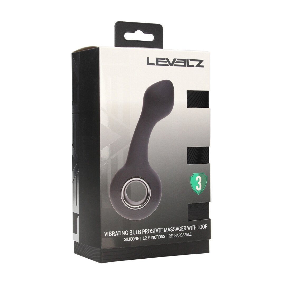 Vibrating Bulb Silicone Prostate Massager with Loop - Black 2