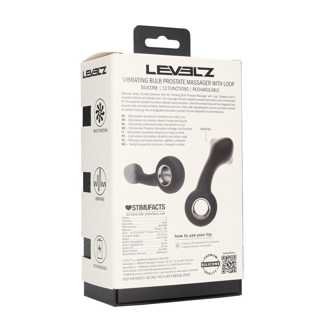 Vibrating Bulb Silicone Prostate Massager with Loop - Black 3