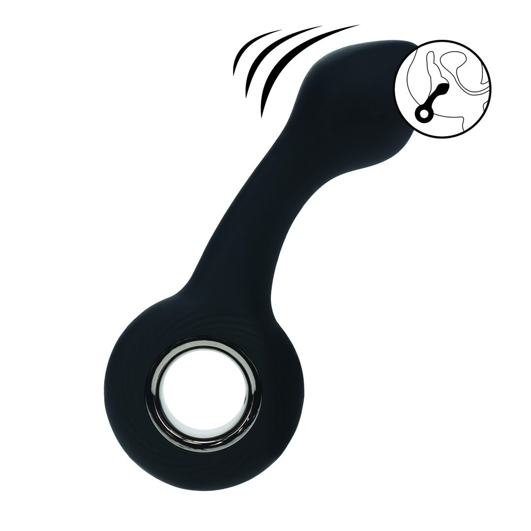 Vibrating Bulb Silicone Prostate Massager with Loop - Black 1