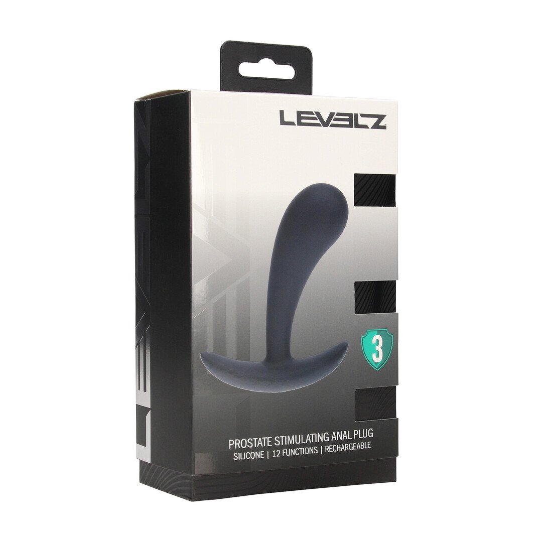 Vibrating Silicone Prostate Stimulator Anal Plug - M - Black 2