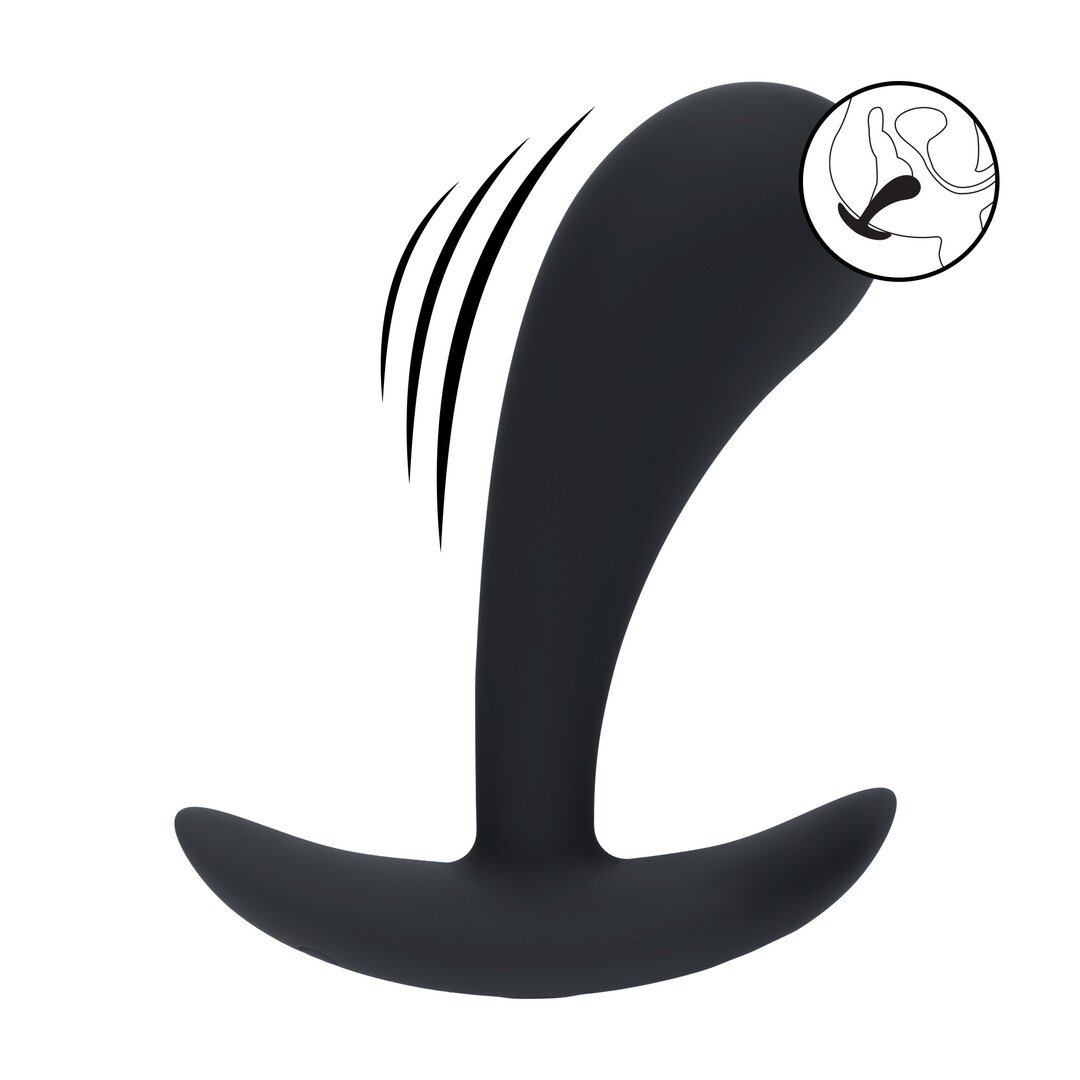 Vibrating Silicone Prostate Stimulator Anal Plug - M - Black 1