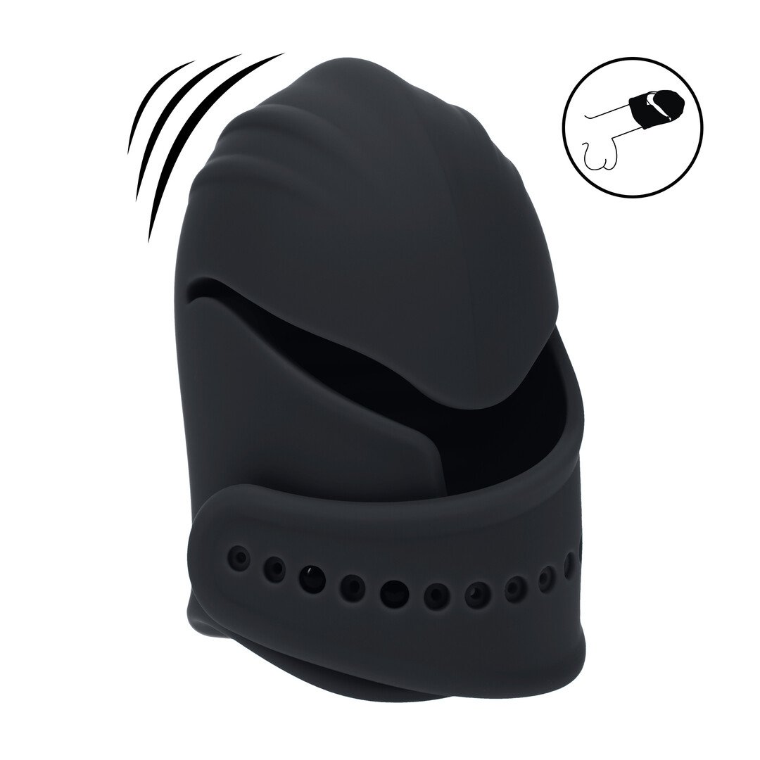 Adjustable Vibrating Silicone Penis Head Stimulator - Black 1
