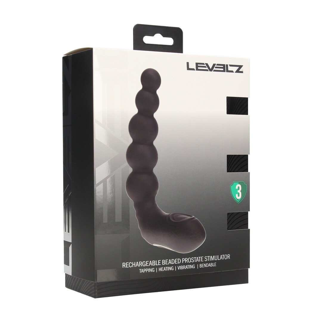 Vibrating Heating Bendable Tapping Beaded Silicone Prostate Stimulator - Black 2