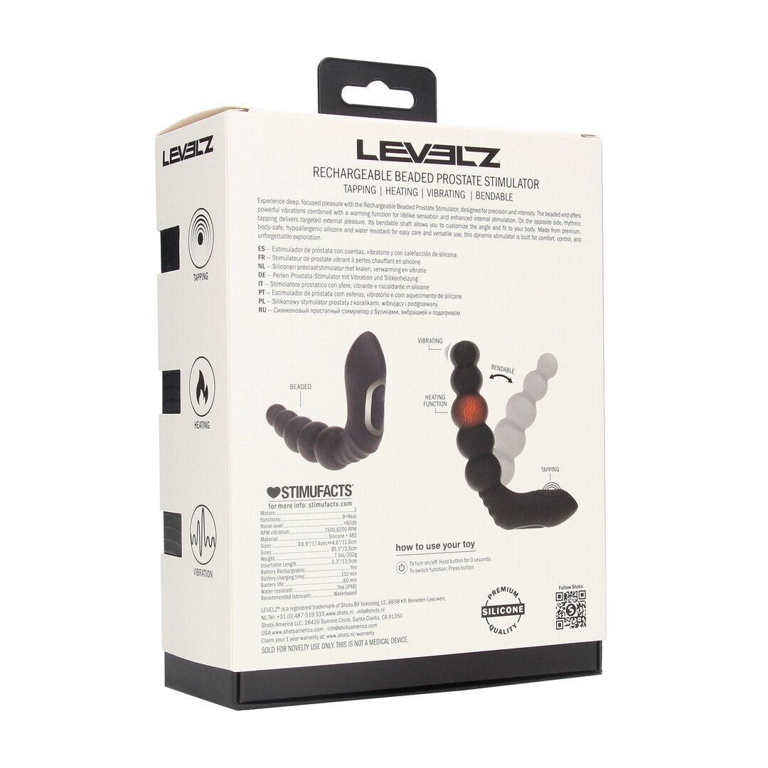 Vibrating Heating Bendable Tapping Beaded Silicone Prostate Stimulator - Black 3