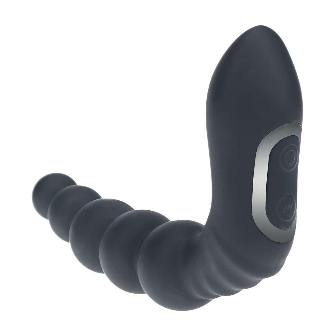 Vibrating Heating Bendable Tapping Beaded Silicone Prostate Stimulator - Black 6