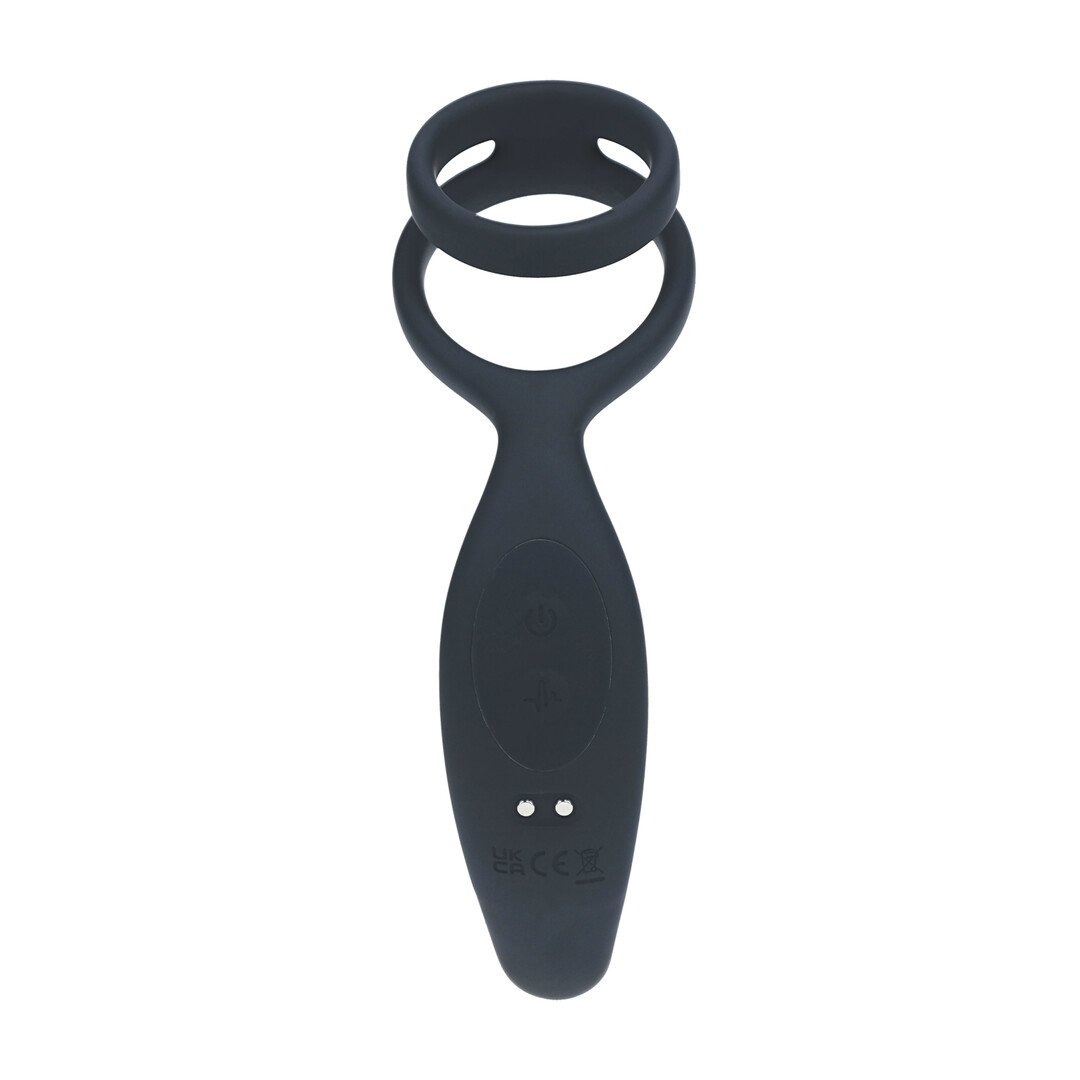 Vibrating Silicone Prostate Stimulator with Cock and Ball Ring - Black 5