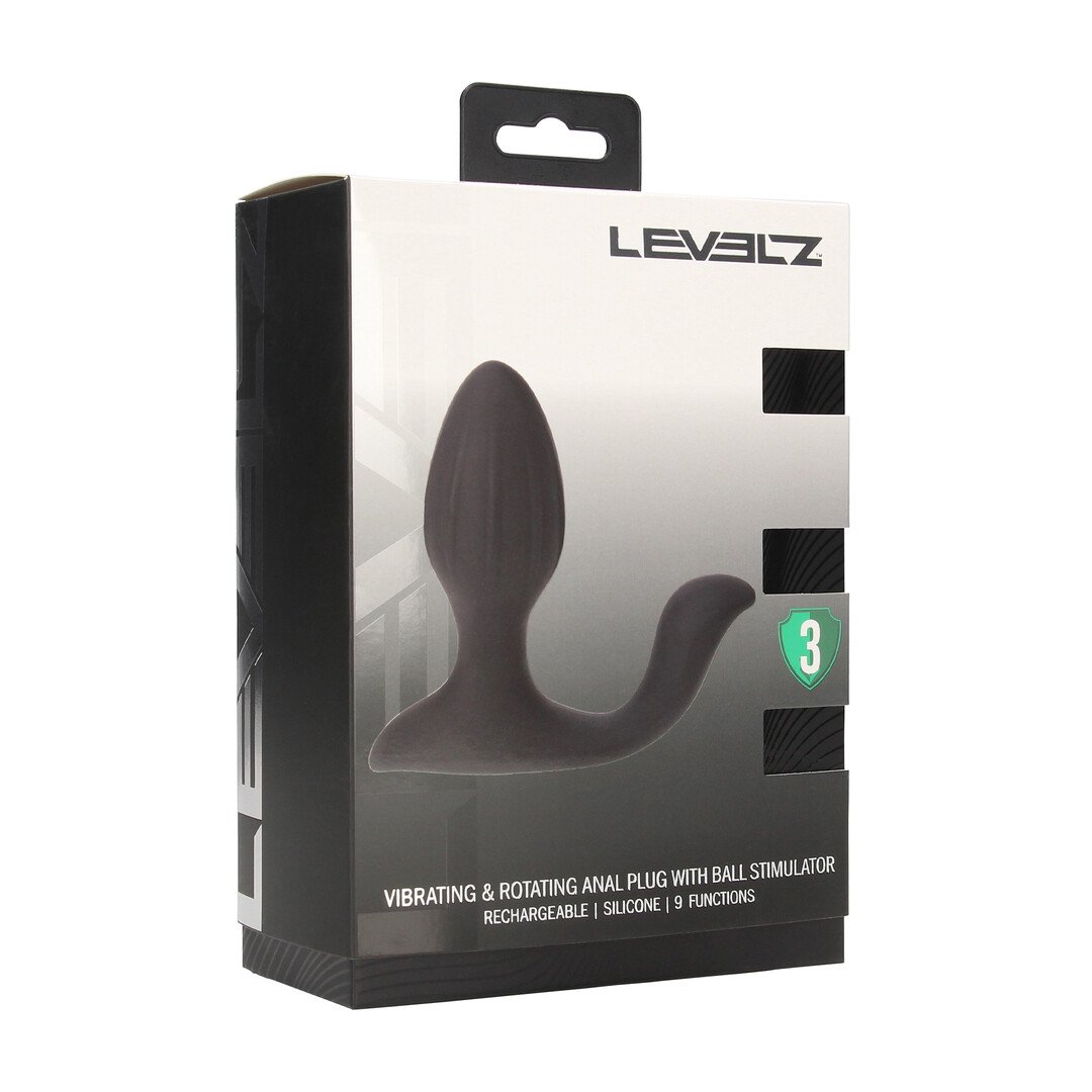 Vibrating and Rotating Silicone Anal Plug with Ball Stimulator - Black 2