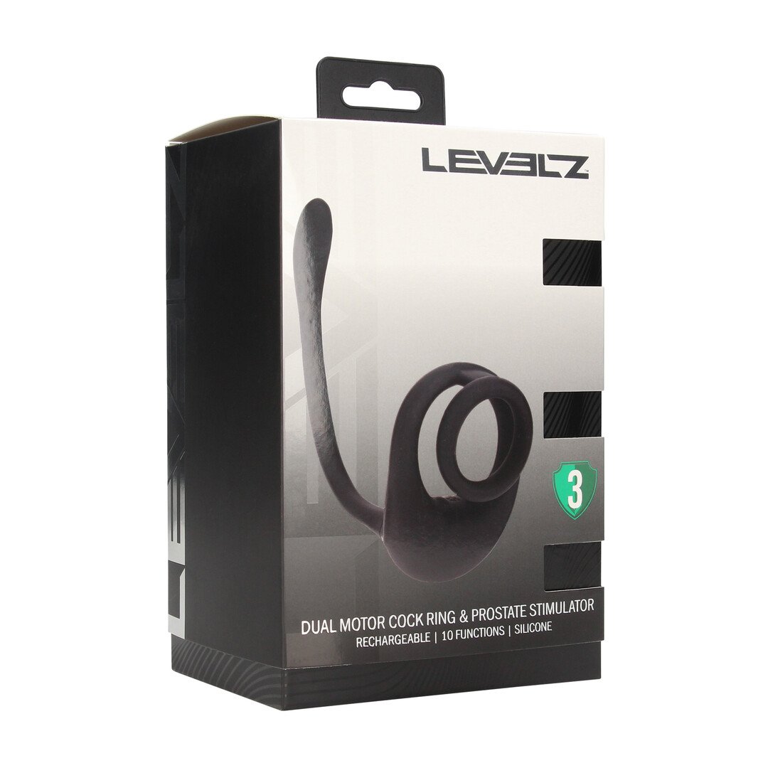 Dual Motor Silicone Cockring with Prostate Stimulator - Black 2