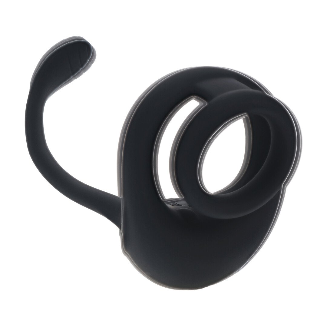 Dual Motor Silicone Cockring with Prostate Stimulator - Black 6