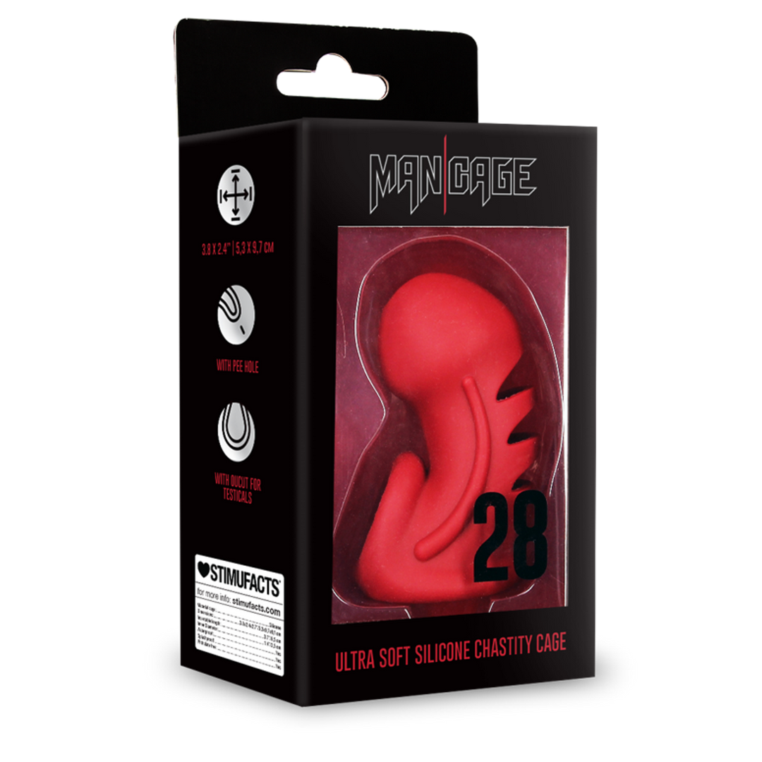 Model 28 - Ultra Soft Silicone Chastity Cage - Red 2