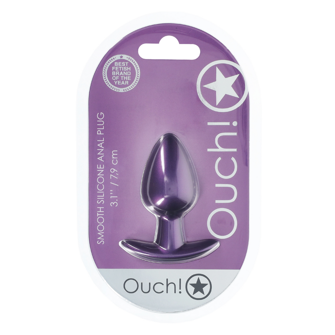 Smooth Silicone Anal Plug - Medium - 3.1 / 7,9 cm - Metallic Purple 2