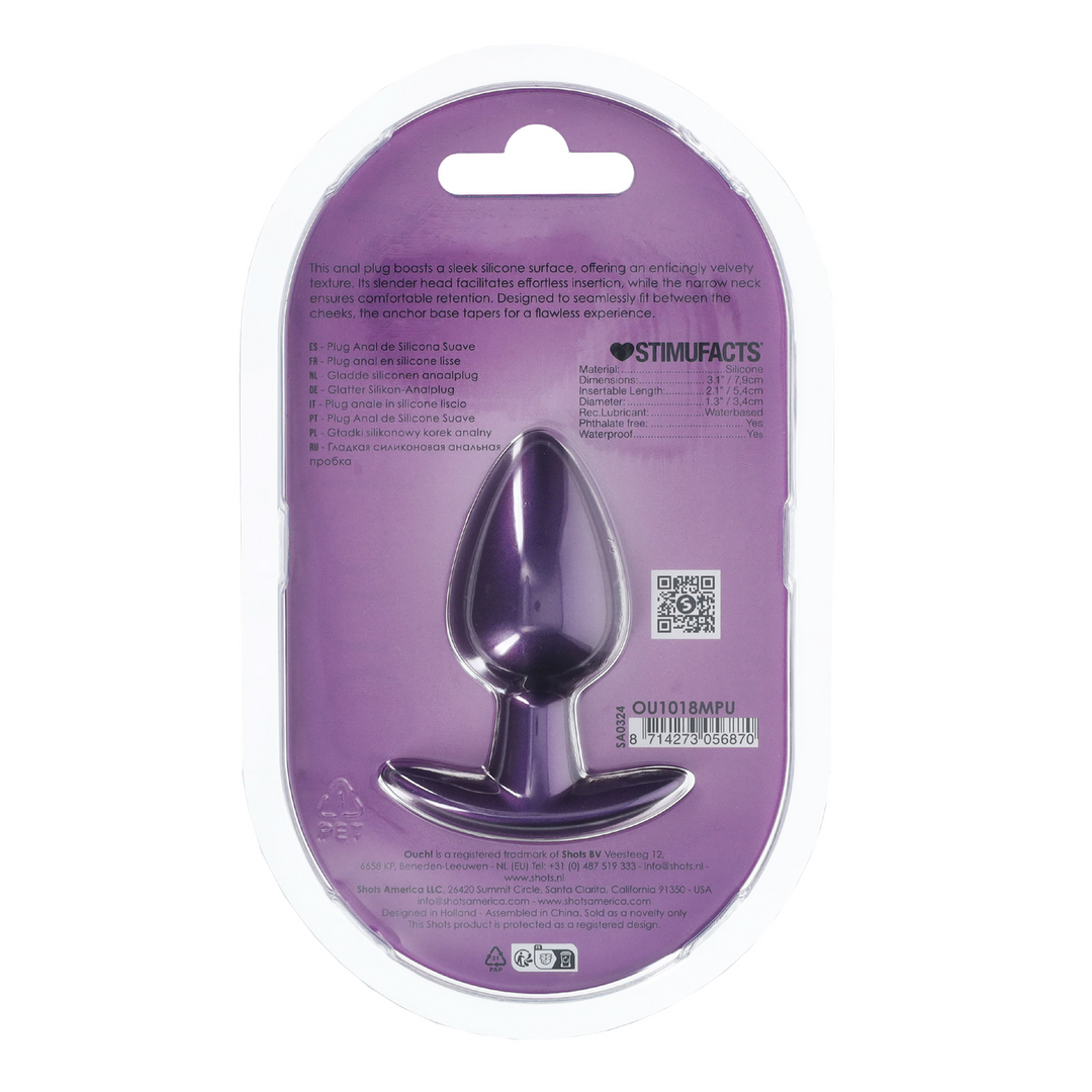 Smooth Silicone Anal Plug - Medium - 3.1 / 7,9 cm - Metallic Purple 3
