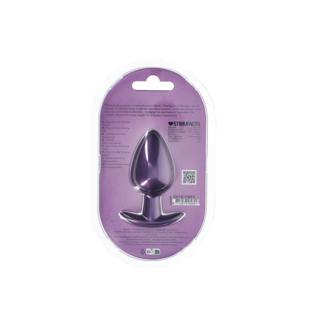 Smooth Silicone Anal Plug - Large - 3.5 / 8,9 cm - Metallic Purple 2